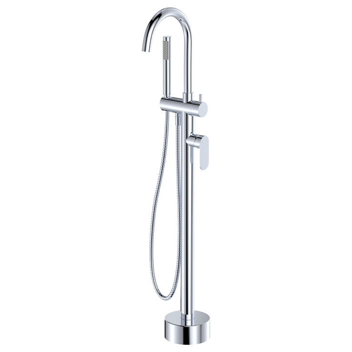 Empire Slim Floor Mounted Bath Mixer with Hand Shower - Chrome