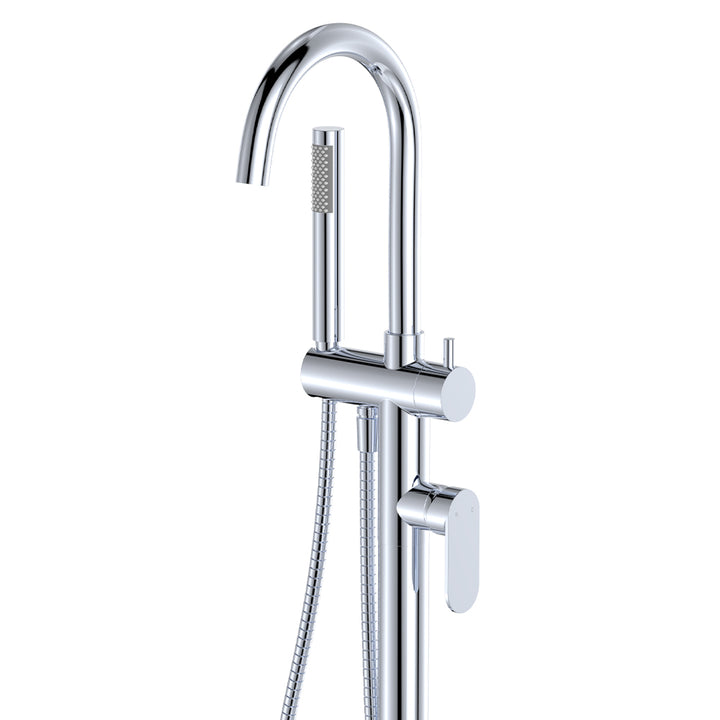 Empire Slim Floor Mounted Bath Mixer with Hand Shower - Chrome