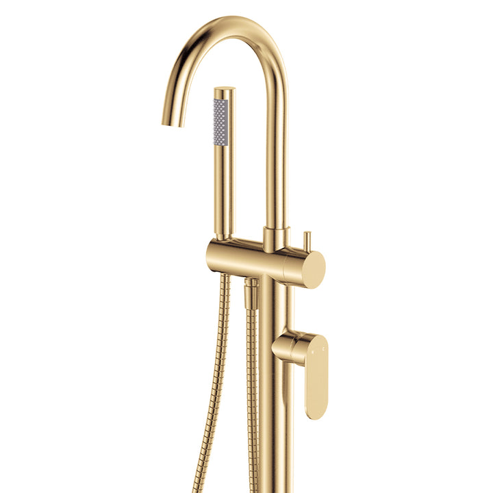 Empire Slim Floor Mounted Bath Mixer with Hand Shower - Urban Brass