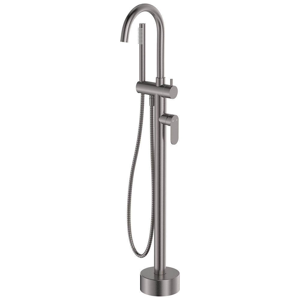 Empire Slim Floor Mounted Bath Mixer with Hand Shower - Gun Metal