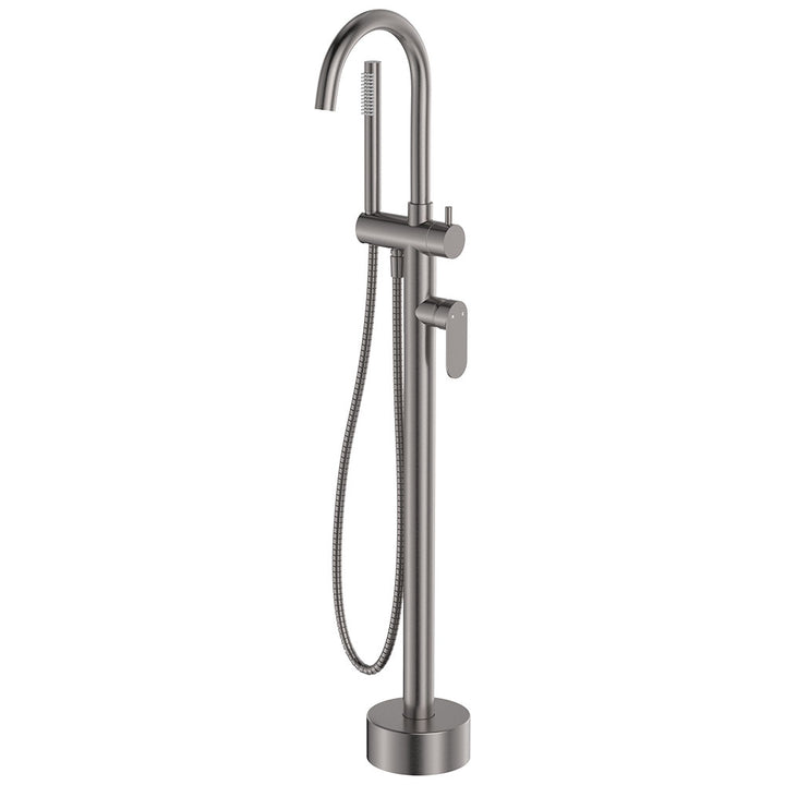 Empire Slim Floor Mounted Bath Mixer with Hand Shower - Gun Metal