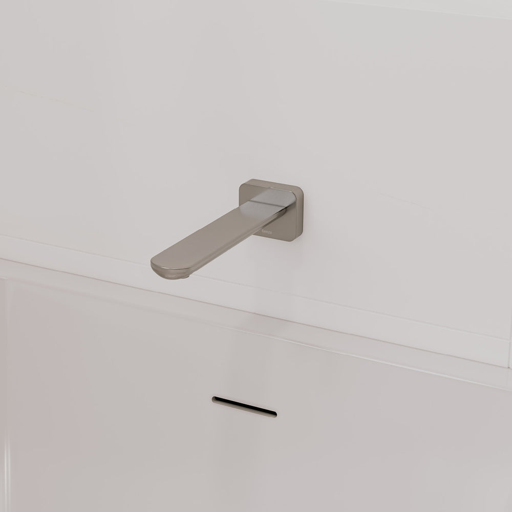 Empire Slim Basin/Bath Outlet, Square Plate, 220mm - Brushed Nickel