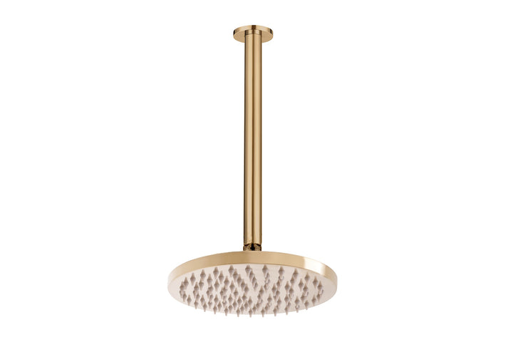 Bloom Shower Rose 200mm and Shower Dropper 300mm - Light Brushed Brass
