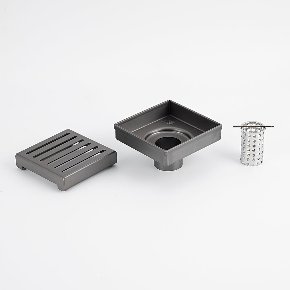Square Slotted Floor Grate 100 x 100mm - Gun Metal Grey