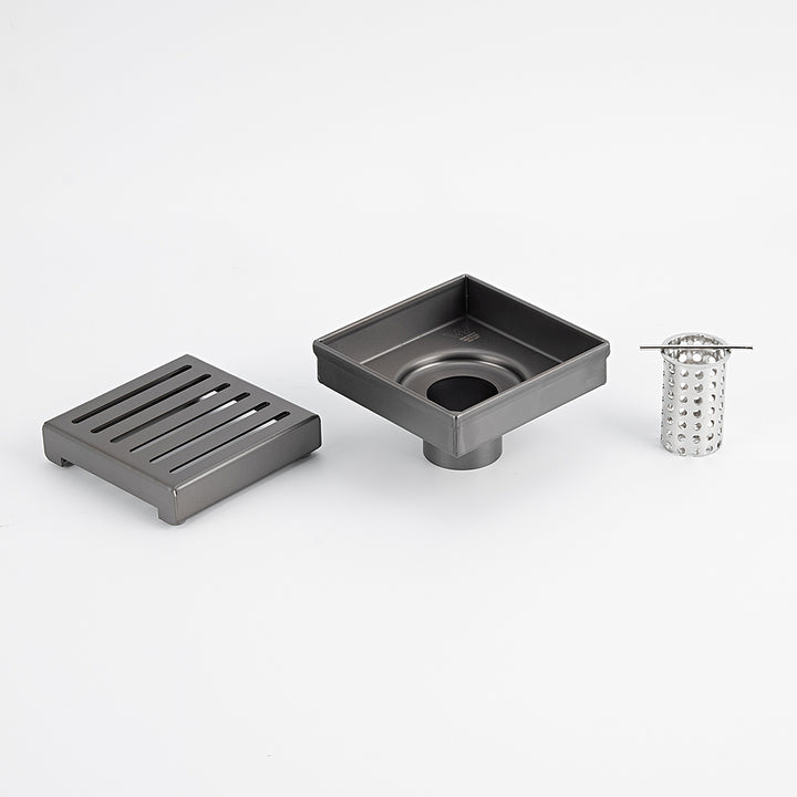 Square Slotted Floor Grate 100 x 100mm - Gun Metal Grey