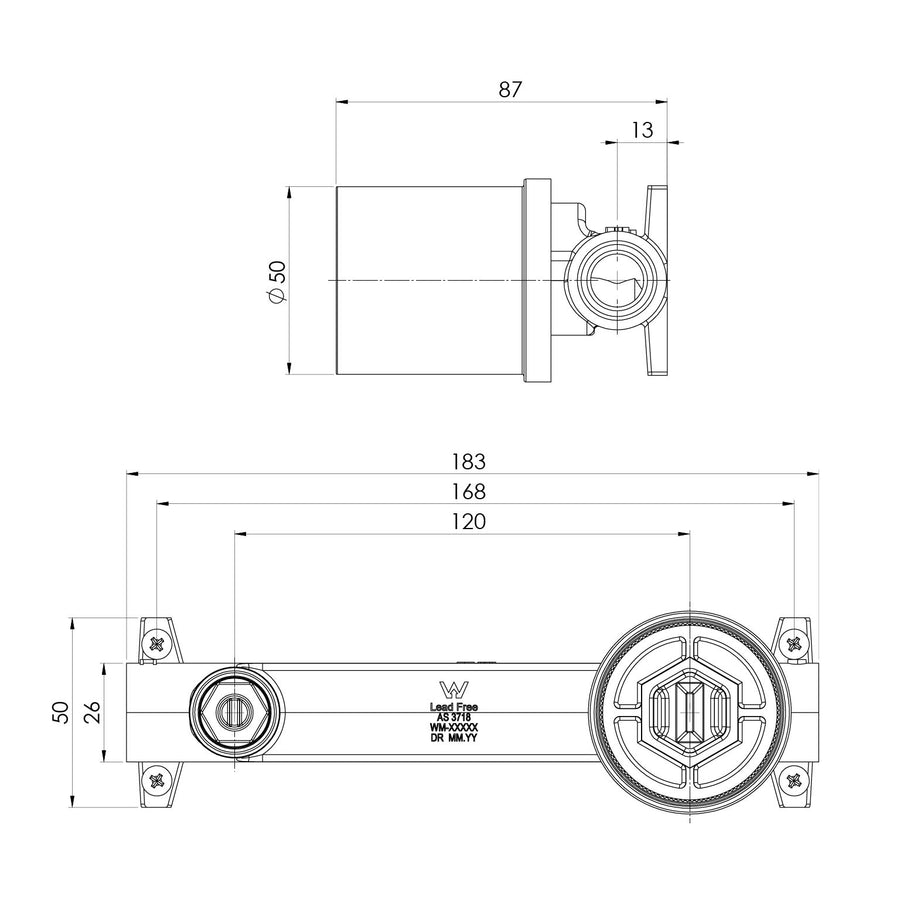 SwitchMix Wall Basin / Bath Mixer Set Rough-In Kit - Lead Free