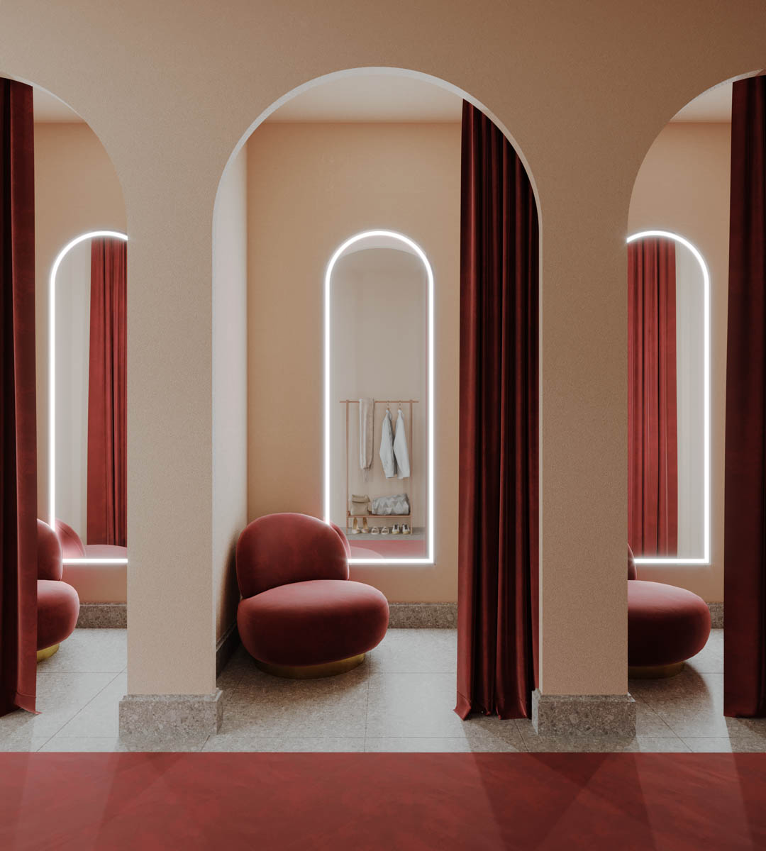 Great Great Arch Full Length LED Mirror Milano White lifestyle view