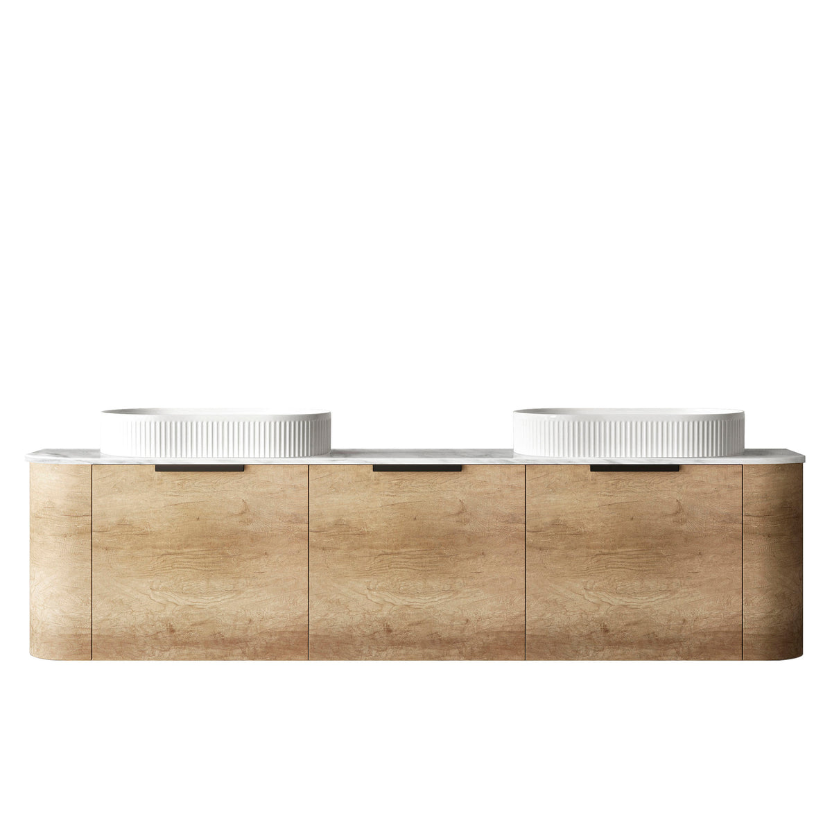 Bondi 1800mm Natural Oak Wall Hung Curve Vanity - Cabinet Only