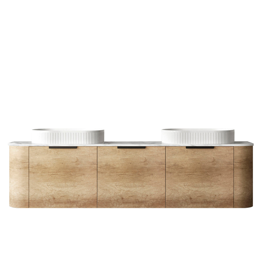 Bondi 1800mm Natural Oak Wall Hung Curve Vanity - Cabinet Only
