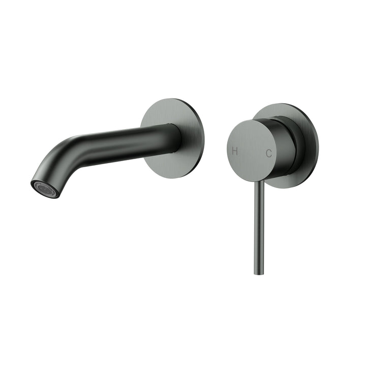 Otus Slimline Wall Basin Mixer Trim Kit with Separate Cover Plate - Gun Metal