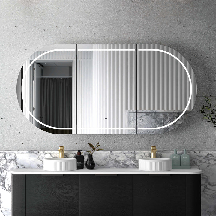 Bondi 1800mm Black Oak Wall Hung Curve Vanity