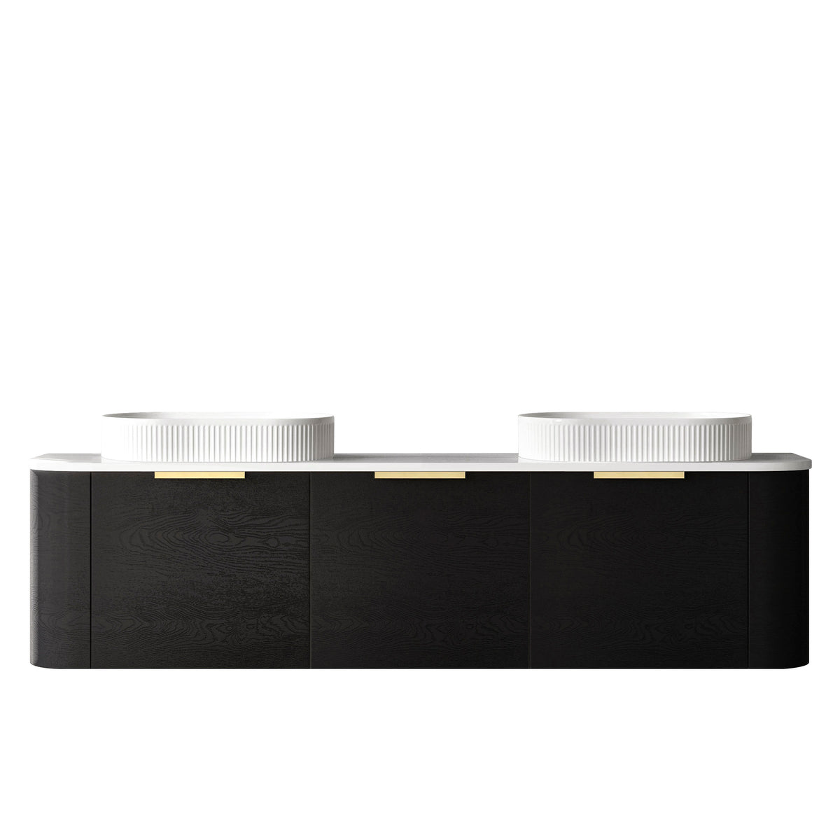 Bondi 1800mm Black Oak Wall Hung Curve Vanity