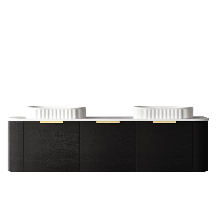 Bondi 1800mm Black Oak Wall Hung Curve Vanity