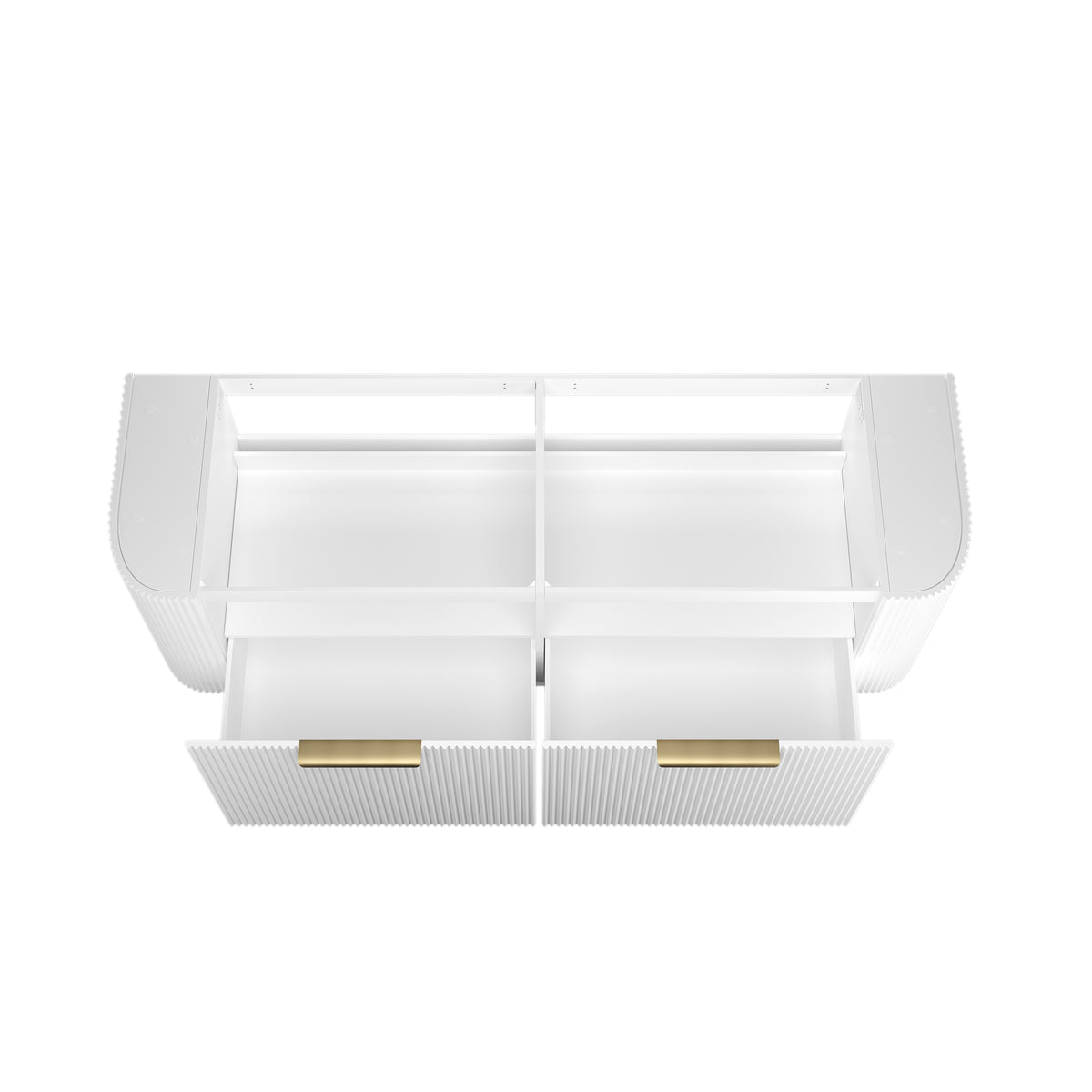 Bondi 1500mm Satin White Fluted Wall Hung Curve Vanity