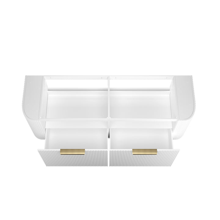 Bondi 1500mm Satin White Fluted Wall Hung Curve Vanity