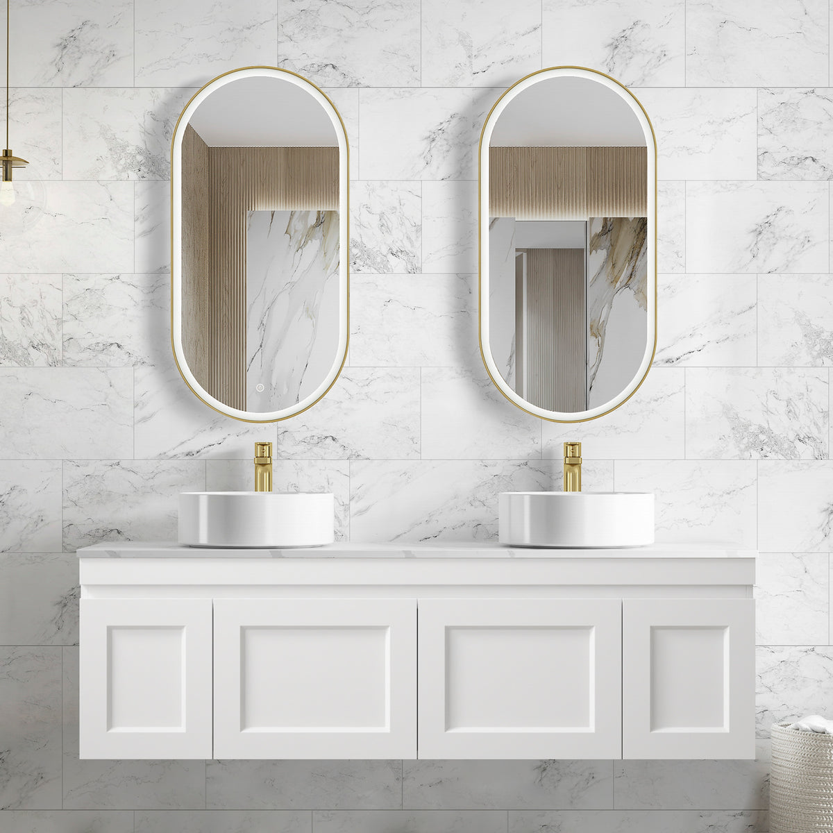 Hampton Mark II 1500mm Satin White Wall Hung Vanity - Cabinet Only