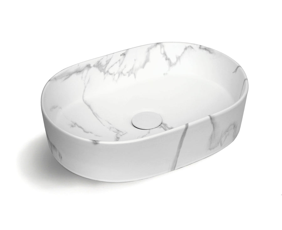 Quay Oval 500x330x120 Matte Carrara Basin