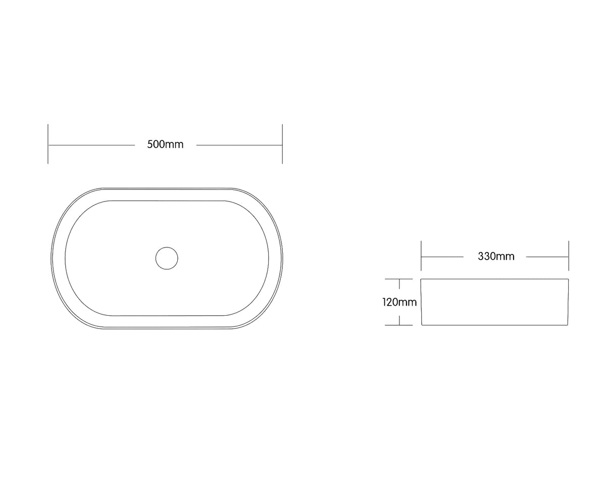 Quay Oval 500x330x120 Matte Carrara Basin