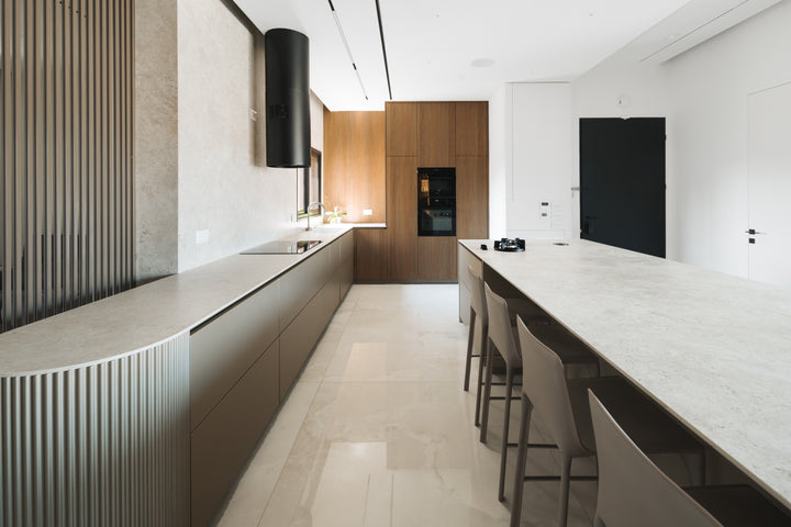 Sabbia Dekton 8mm in a kitchen setting