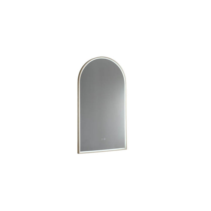 Arch LED Mirror with Demister and Portable Magnifier Baltic Brass detail view