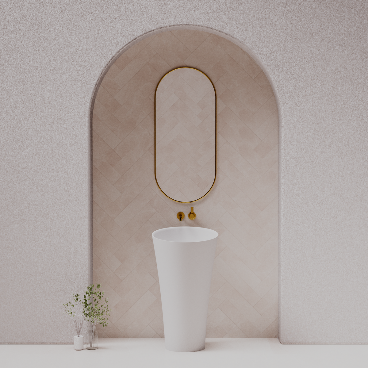 Speaker above counter basin — front view