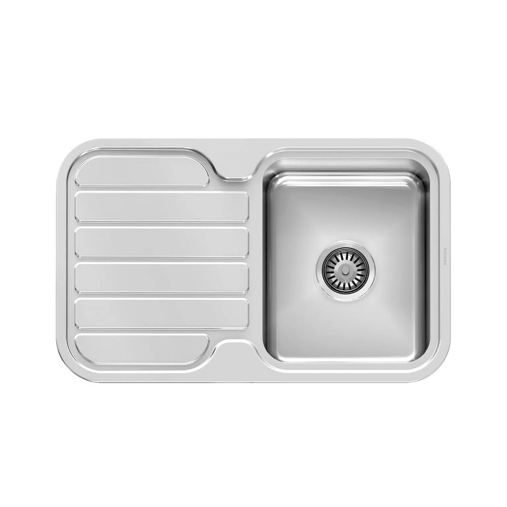 1000 Series Single Bowl Sink with Drainer and No Taphole - Stainless Steel