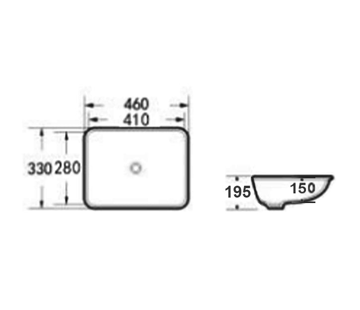 Undermount Square 460x330x195 Basin