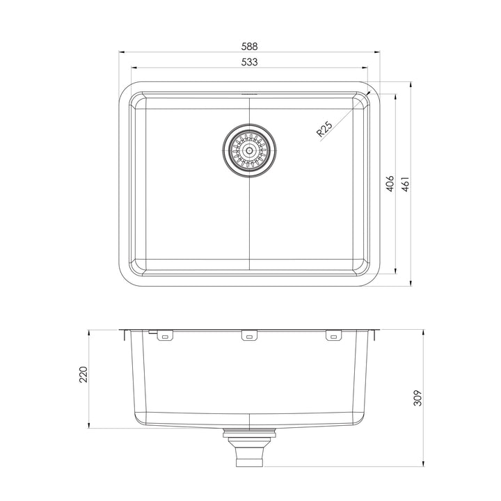 2000 Series Large Single Bowl Sink - Stainless Steel