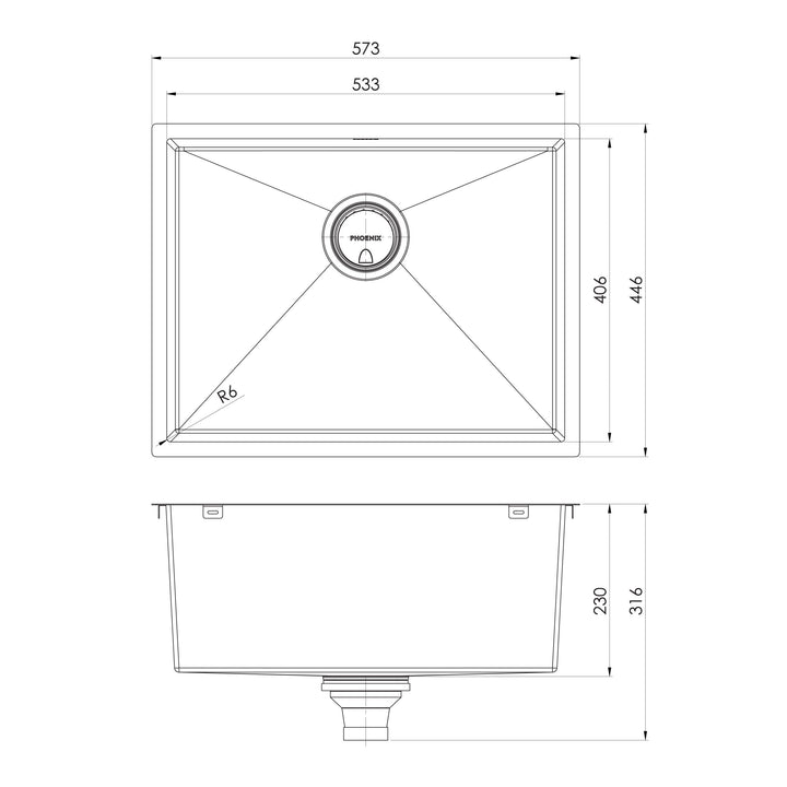 4000 Series Large Single Bowl Sink - Stainless Steel