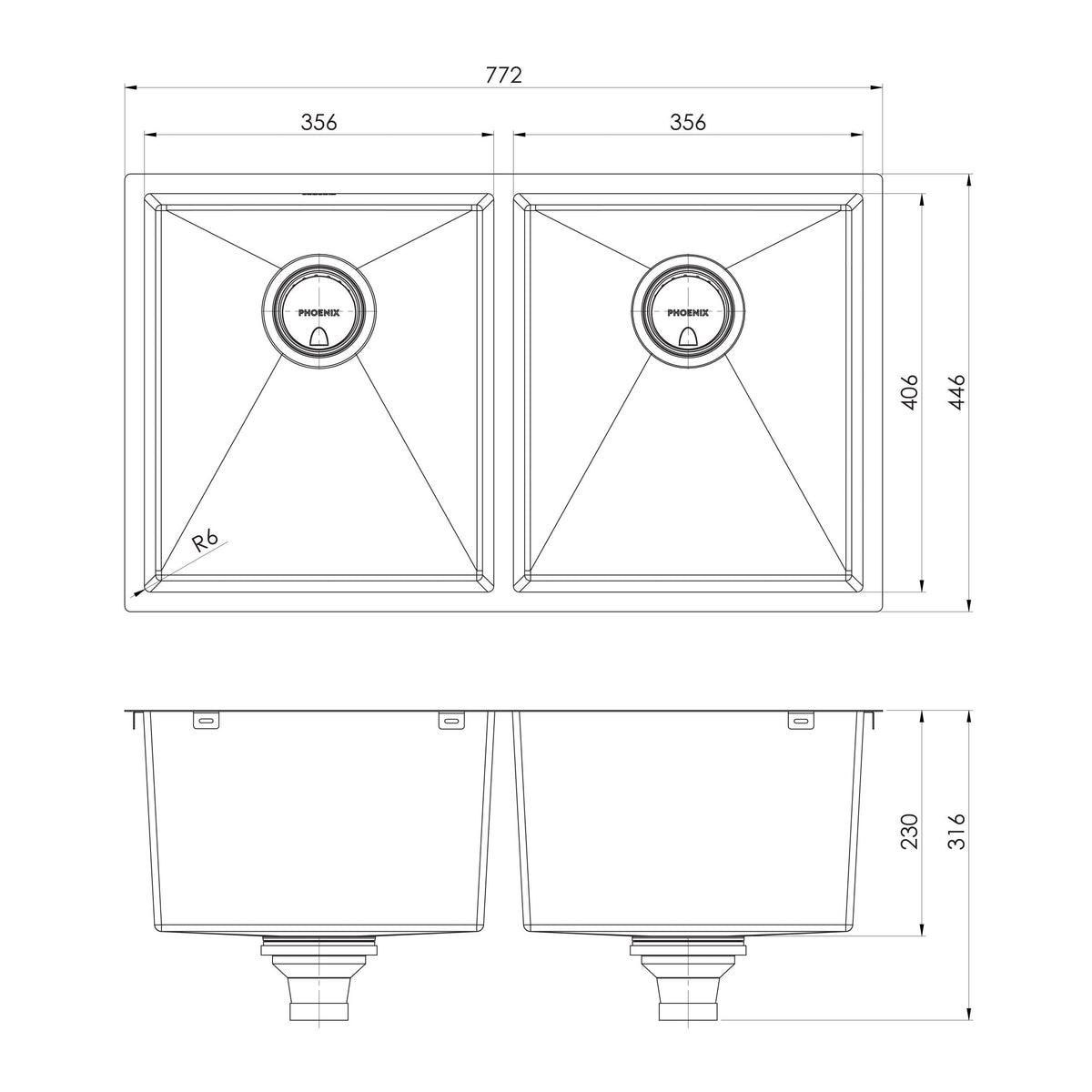 4000 Series Double Bowl Sink - Stainless Steel