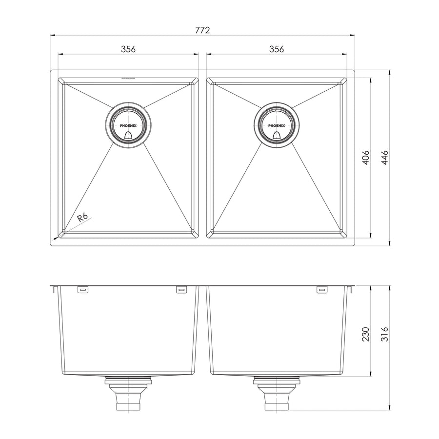 4000 Series Double Bowl Sink - Stainless Steel