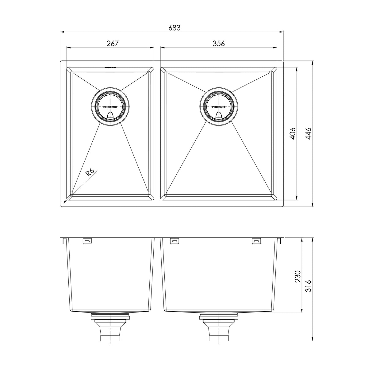 4000 Series 1 and 3/4 Right Hand Bowl Sink - Brushed Carbon