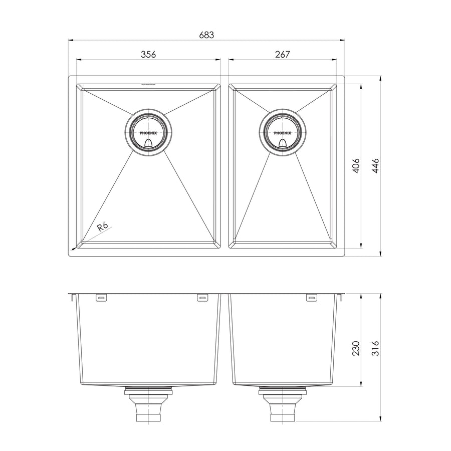 4000 Series 1 and 3/4 Left Hand Bowl Sink - Stainless Steel
