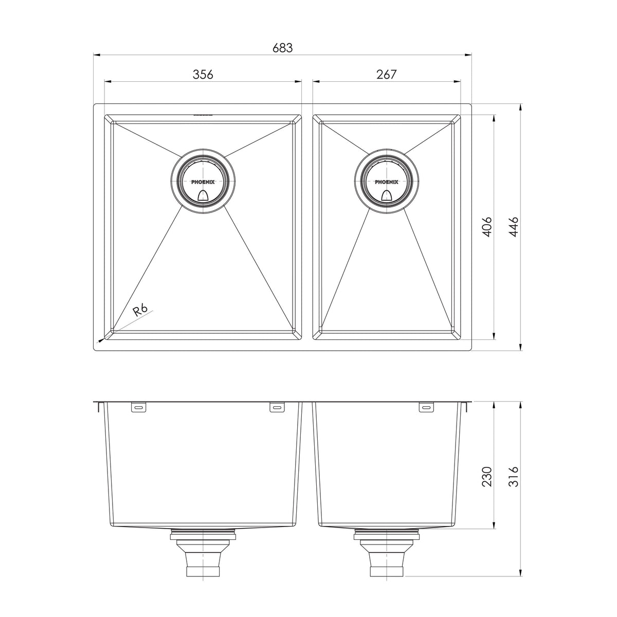 4000 Series 1 and 3/4 Left Hand Bowl Sink - Brushed Carbon