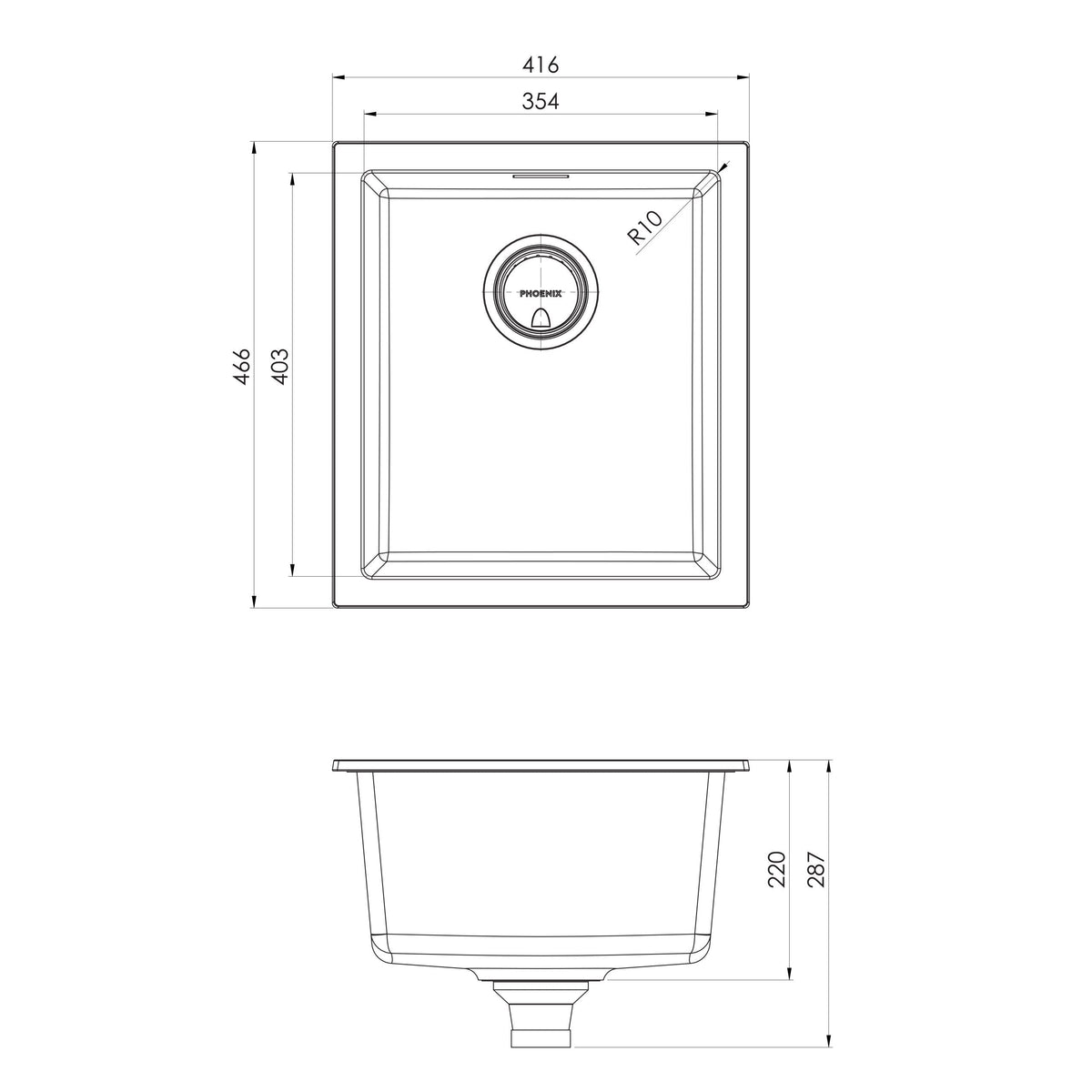 5000 Series Single Bowl Sink - Matte Black