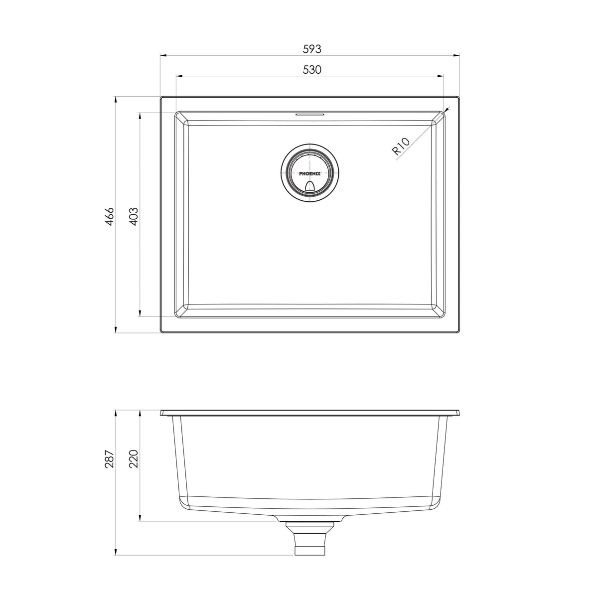 5000 Series Large Single Bowl Sink - Matte Black