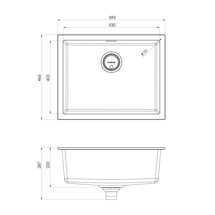 5000 Series Large Single Bowl Sink - Matte Black