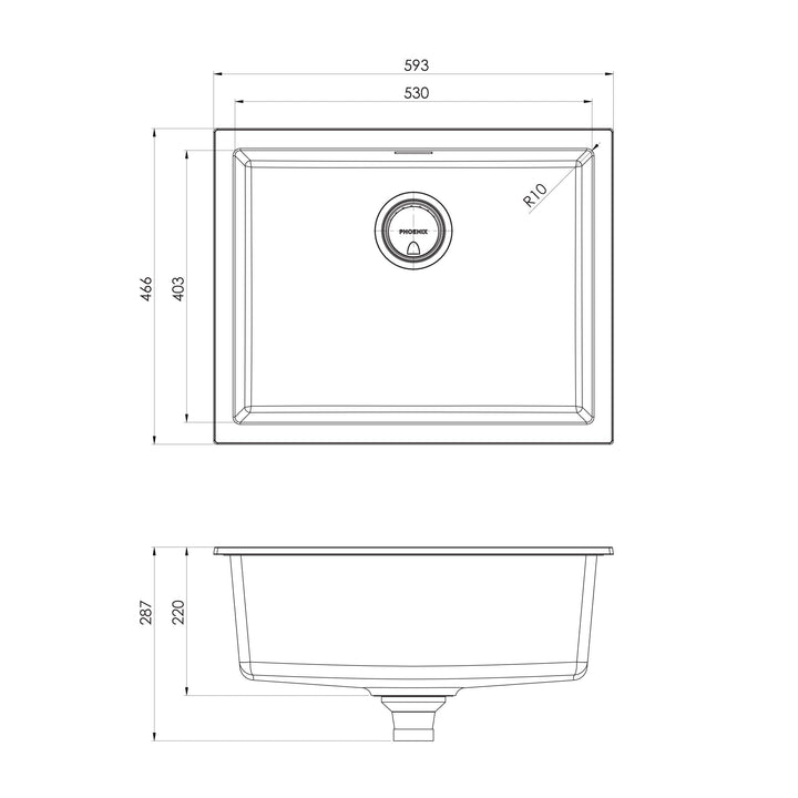 5000 Series Large Single Bowl Sink - Matte White