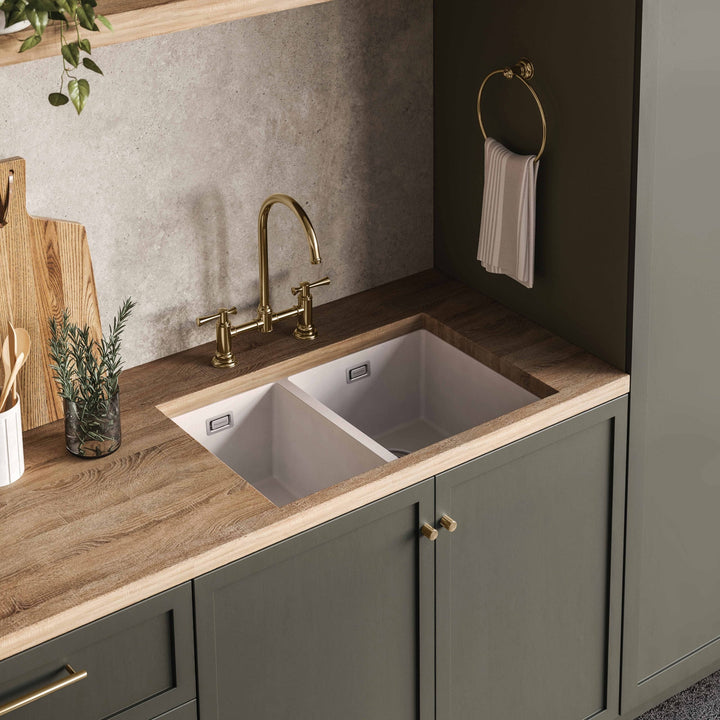 5000 Series 1 and 3/4 Right Hand Bowl Sink - Matte White