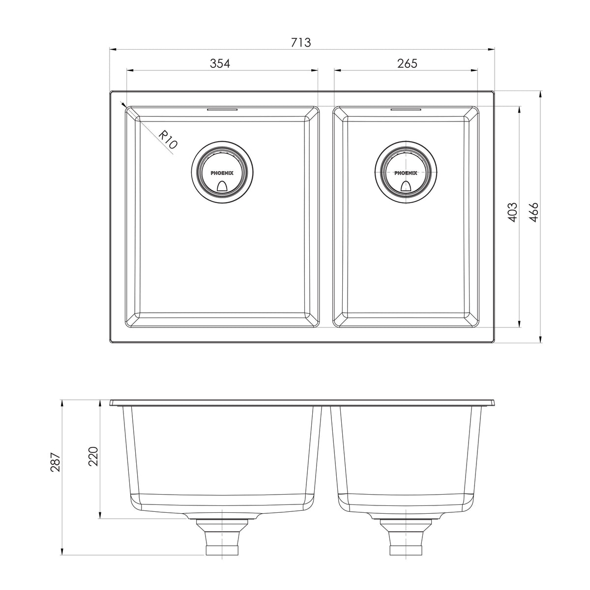 5000 Series 1 and 3/4 Left Hand Bowl Sink - Matte White