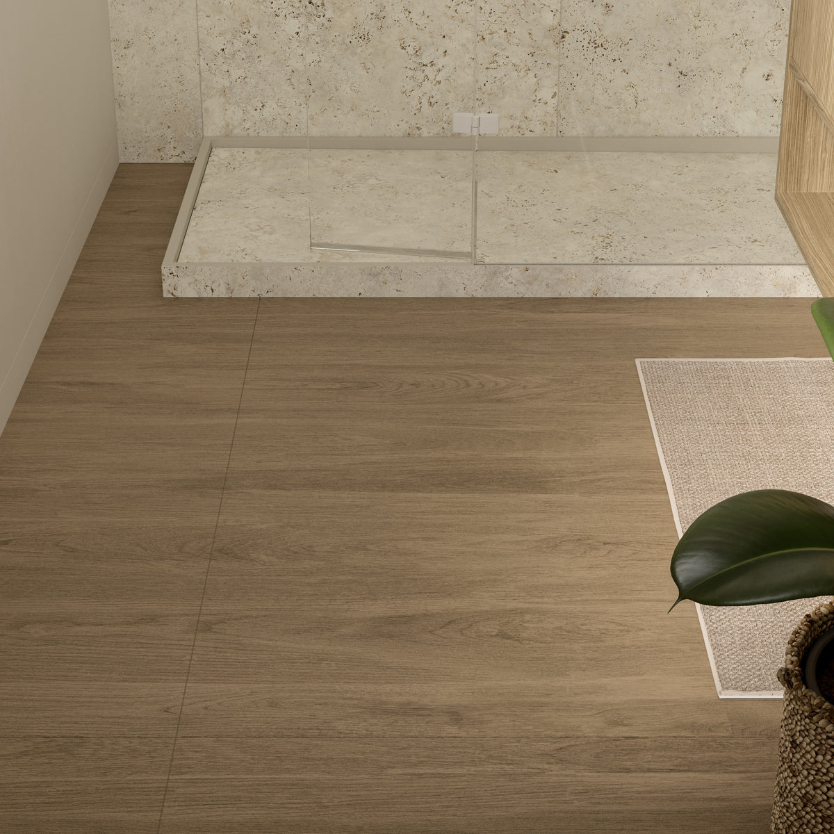 Dekton Kedar in a bathroom floor, close-up