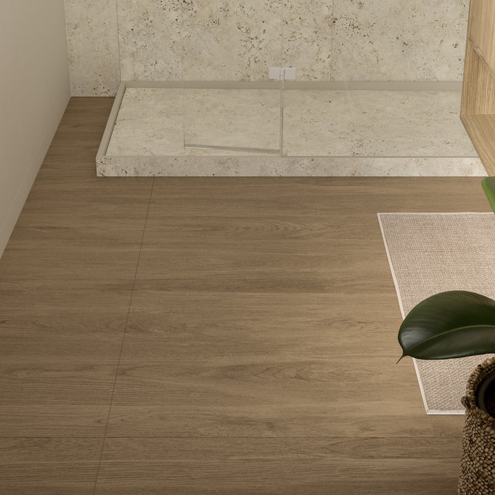 Dekton Kedar in a bathroom floor, close-up