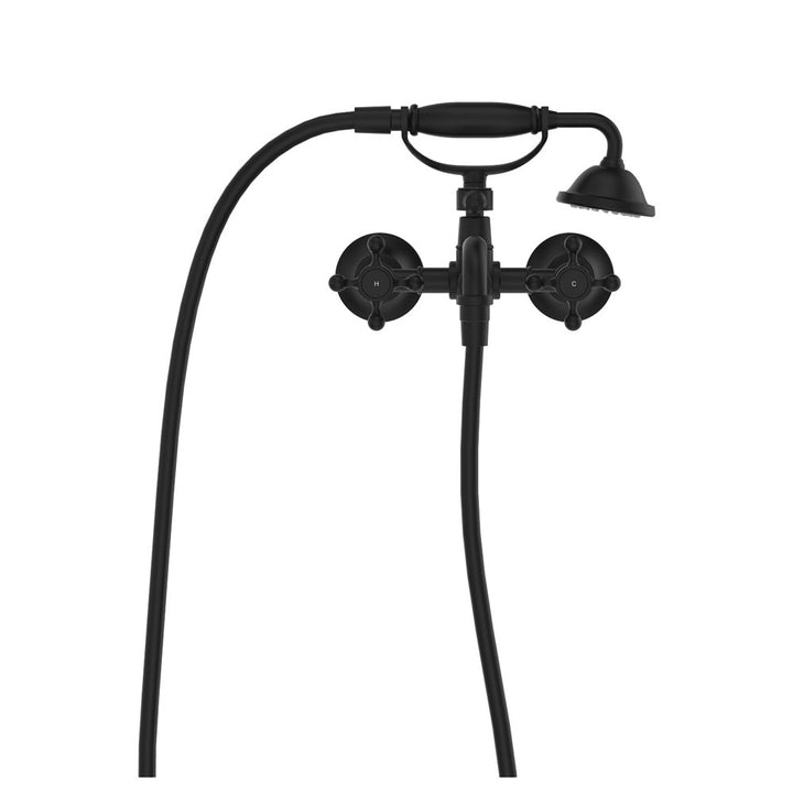Lillian Exposed Bath Tap Set with Hand Shower - Matte Black