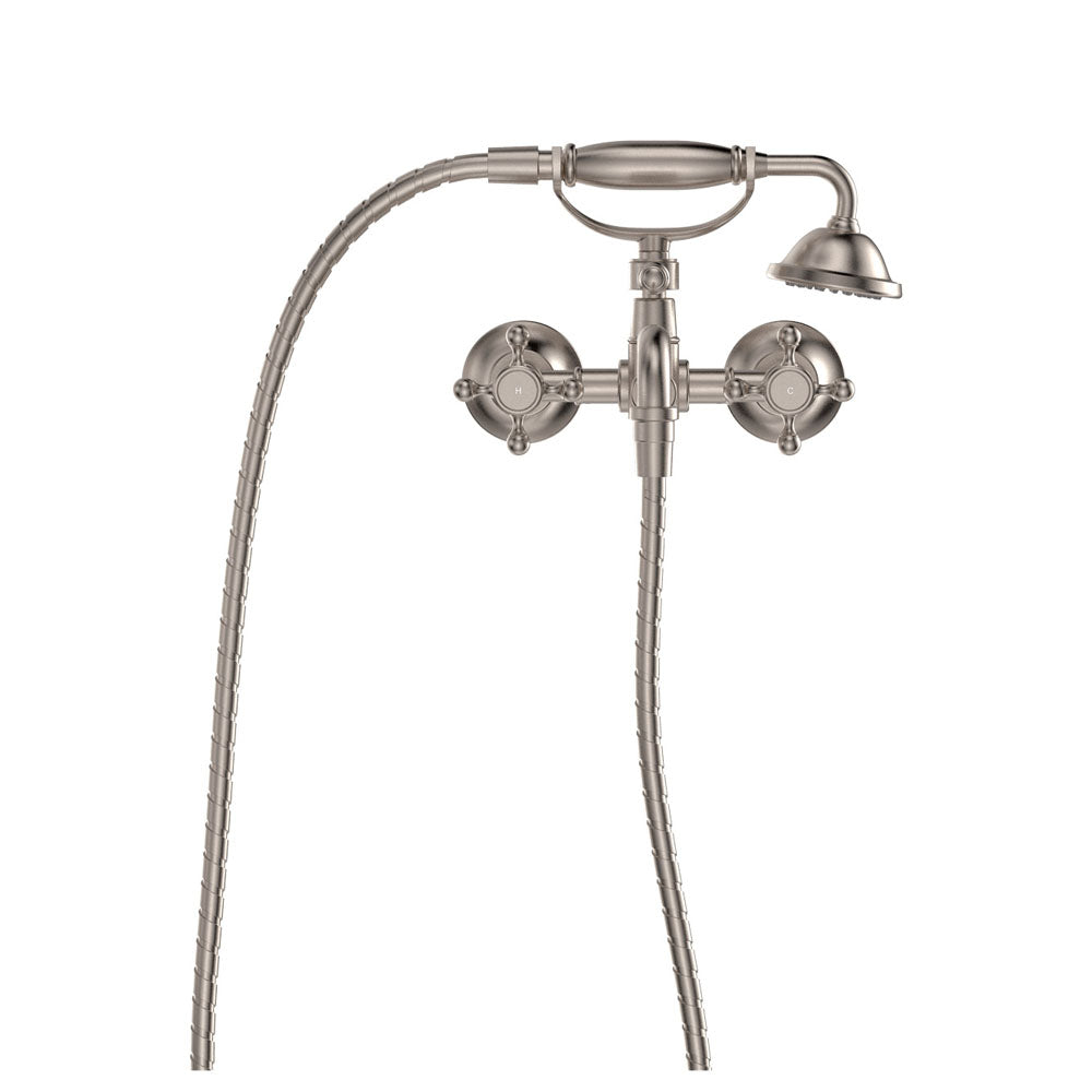 Lillian Exposed Bath Tap Set with Hand Shower - Brushed Nickel