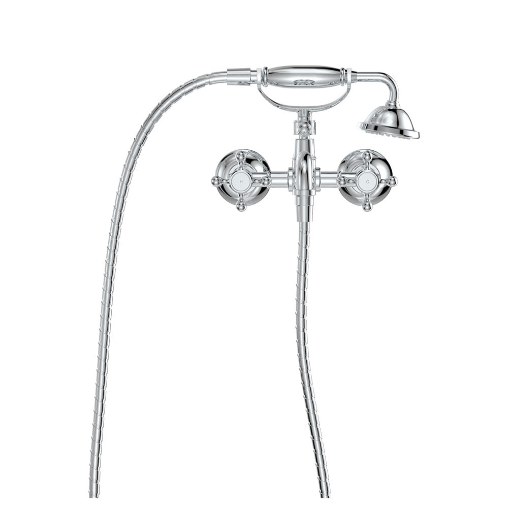 Lillian Exposed Bath Tap Set with Hand Shower - Chrome