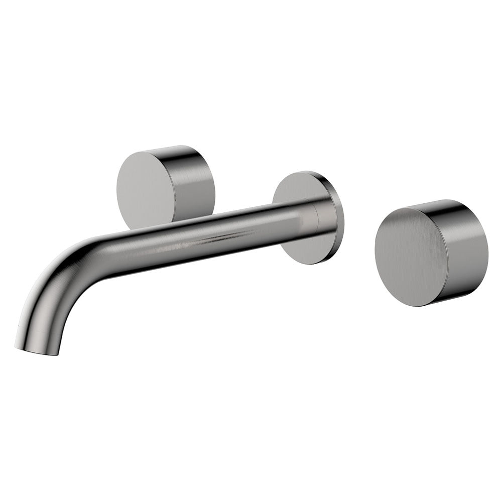 Kaya Wall Set, Round Taps, 180mm Outlet - Brushed Nickel