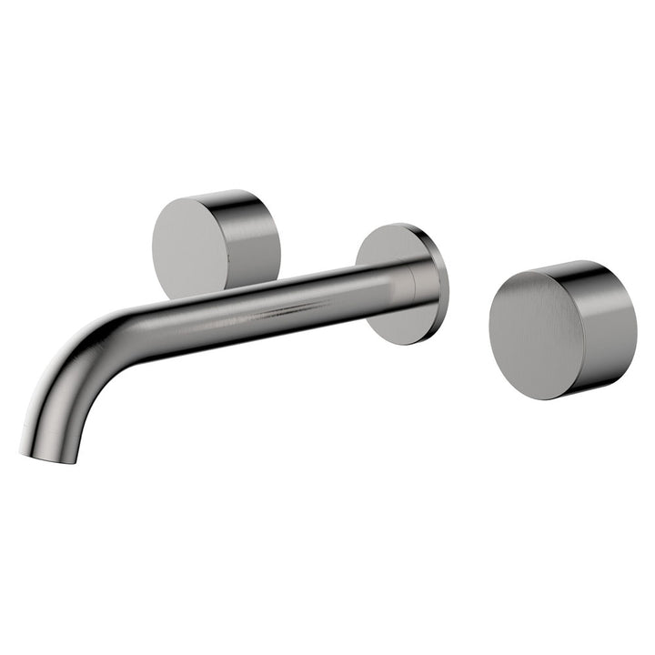 Kaya Wall Set, Round Taps, 180mm Outlet - Brushed Nickel