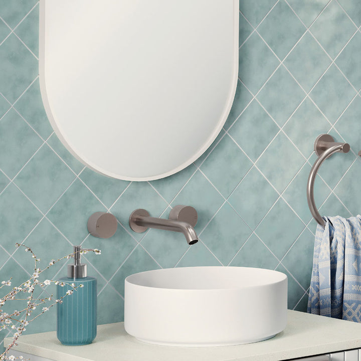 Kaya Wall Set, Round Taps, 180mm Outlet - Brushed Nickel