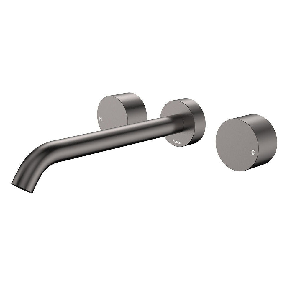 Kaya Wall Set, Round Taps, 220mm Outlet - Gun Metal