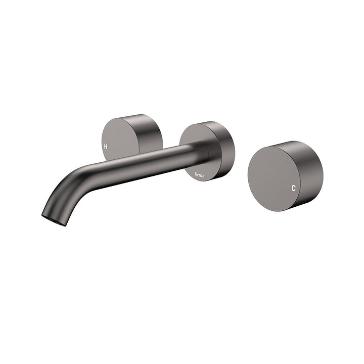 Kaya Wall Set, Round Taps, 180mm Outlet - Gun Metal